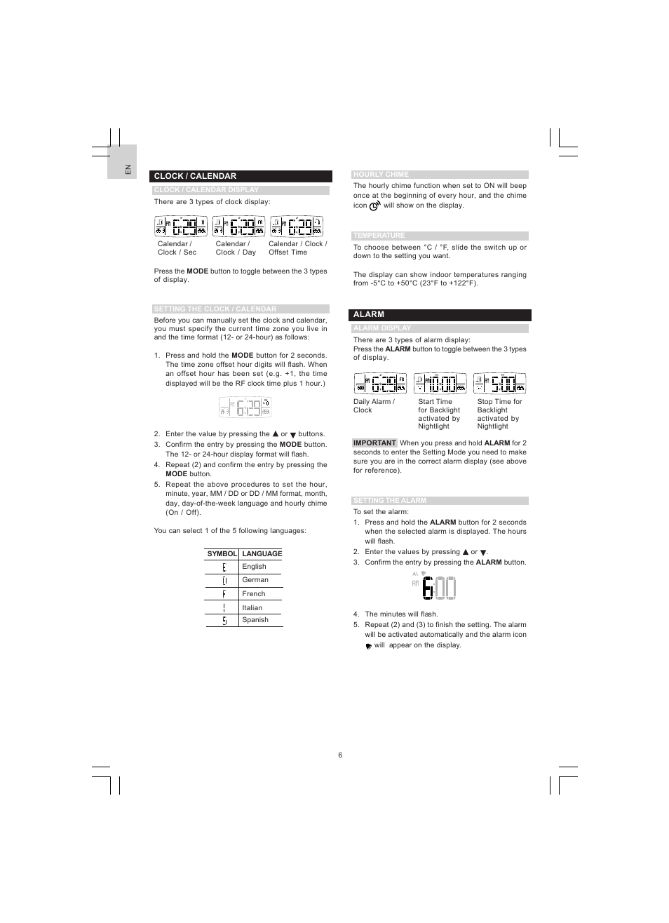 Oregon Scientific JUMBO RF WALL CLOCK WITH NIGHT SENSOR NR868 User Manual | Page 7 / 13