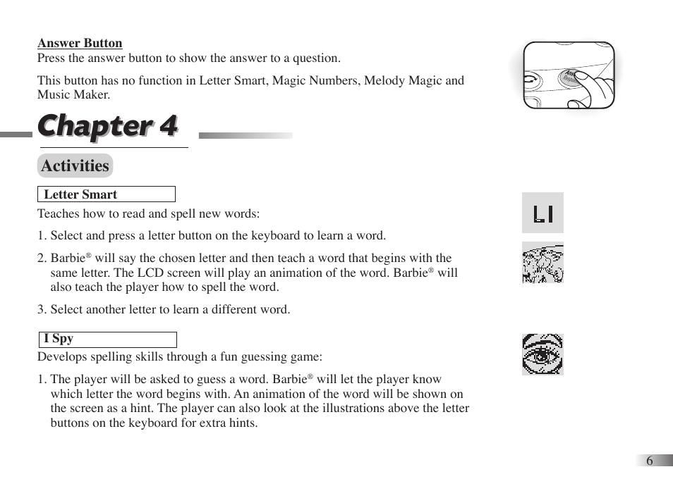 Chapter 4, Activities | Oregon Scientific B-Bright 086L004850-017 User Manual | Page 9 / 14