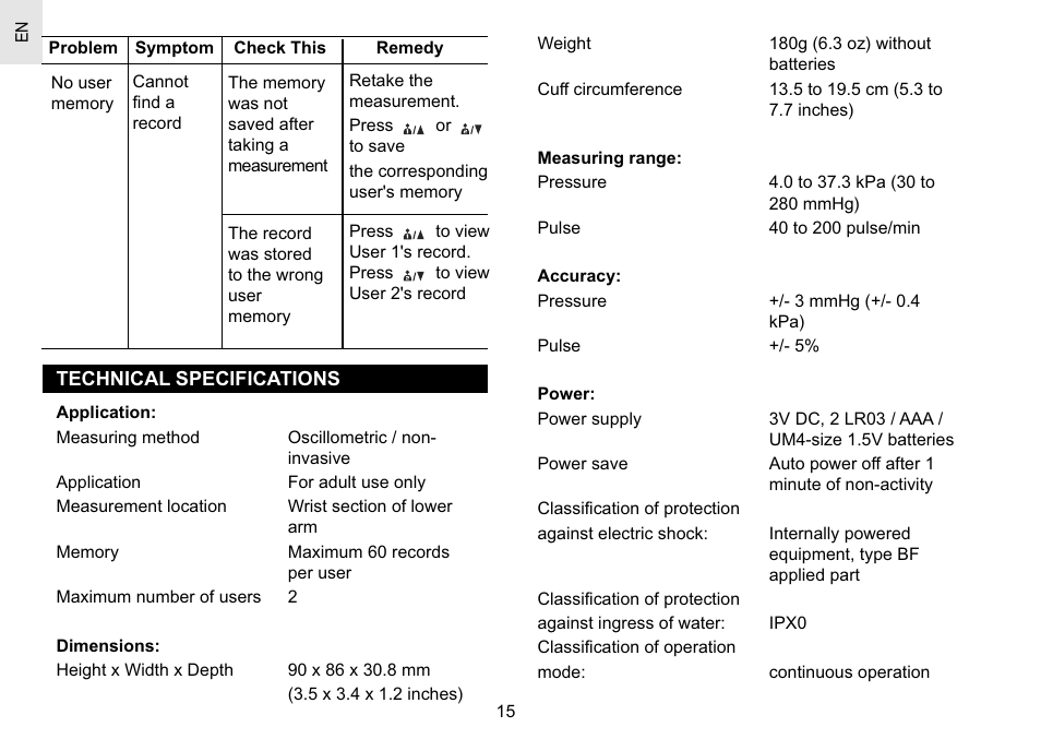 Oregon Scientific BPW810 User Manual | Page 16 / 20