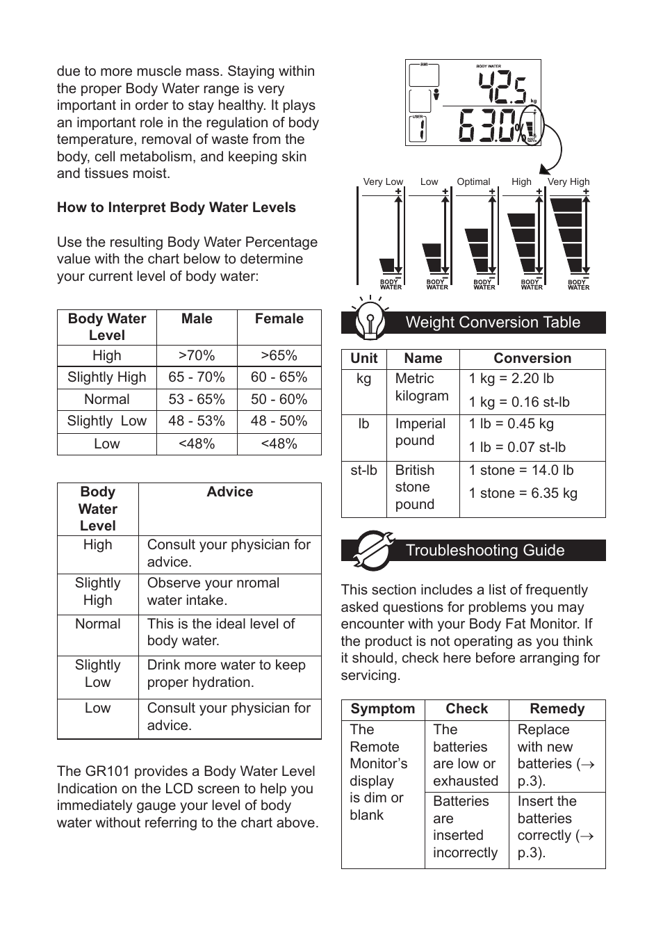 Oregon Scientific Body Fat Monitor with Wireless Remote Display GR101 User Manual | Page 11 / 15