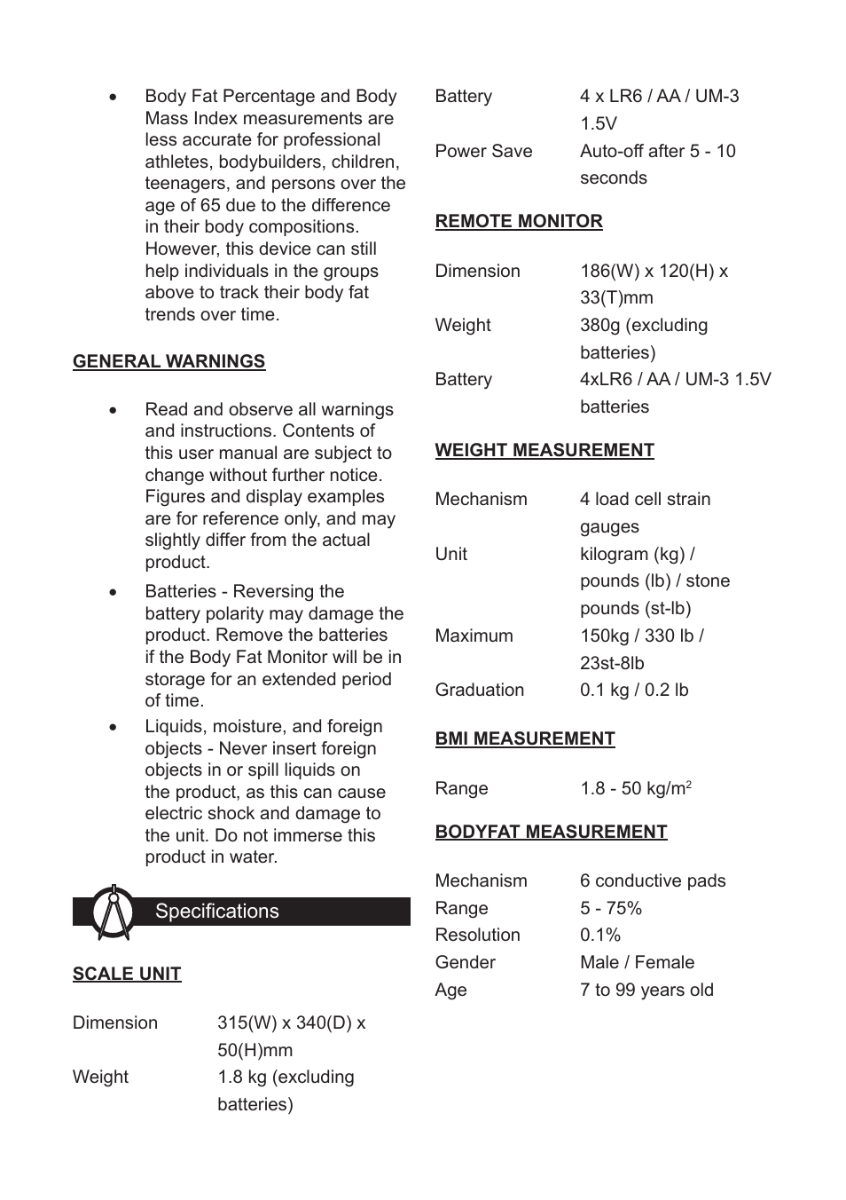 Oregon Scientific Body Fat Monitor with Wireless Remote Display GR101 User Manual | Page 14 / 15