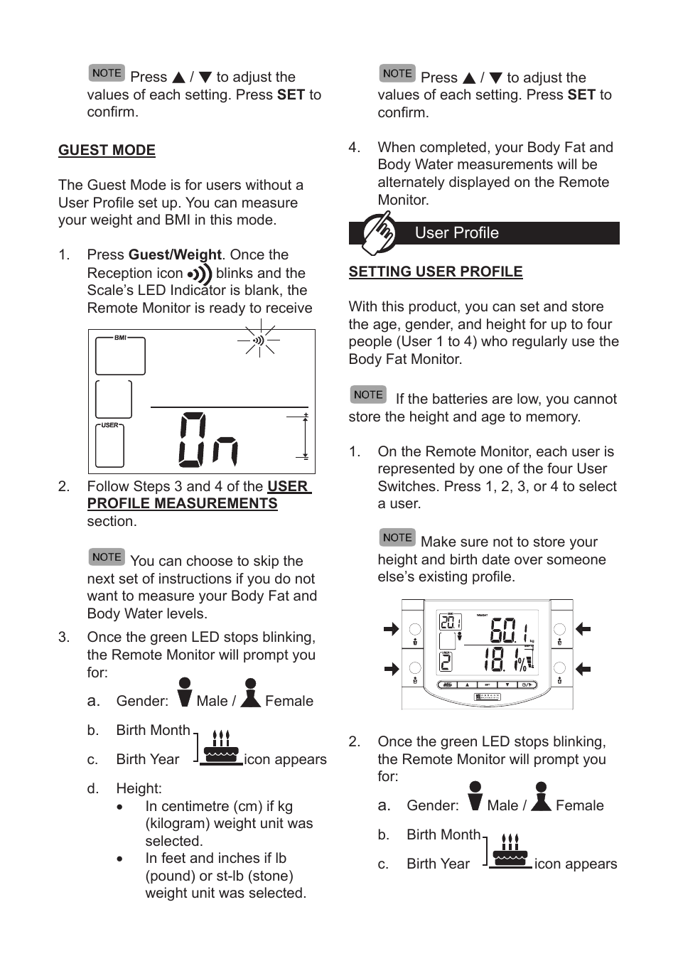 Oregon Scientific Body Fat Monitor with Wireless Remote Display GR101 User Manual | Page 4 / 15