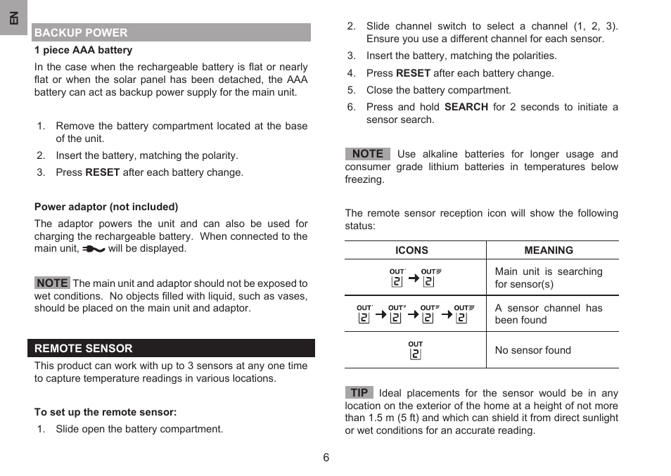 Oregon Scientific #NAME? BAR332ES/BAR332ESA/BAR332ESU User Manual | Page 6 / 12
