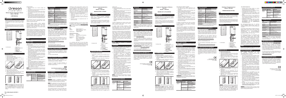 Oregon Scientific THN132N User Manual | 2 pages