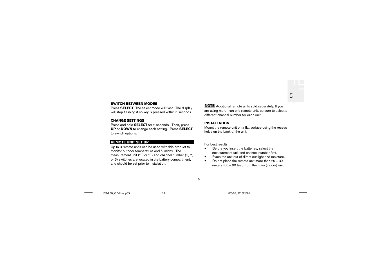 Oregon Scientific PS-L06U User Manual | Page 11 / 30