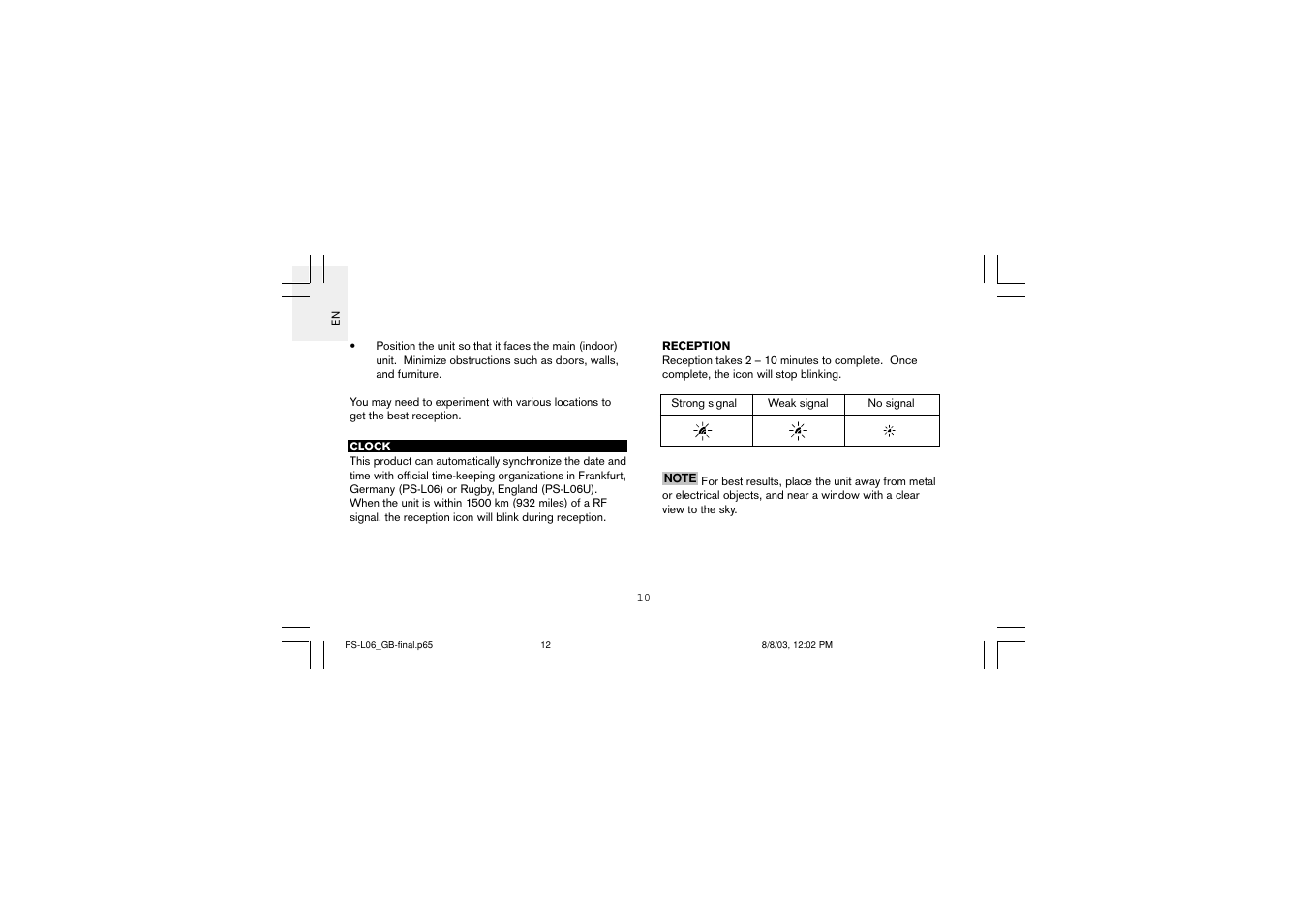 Oregon Scientific PS-L06U User Manual | Page 12 / 30