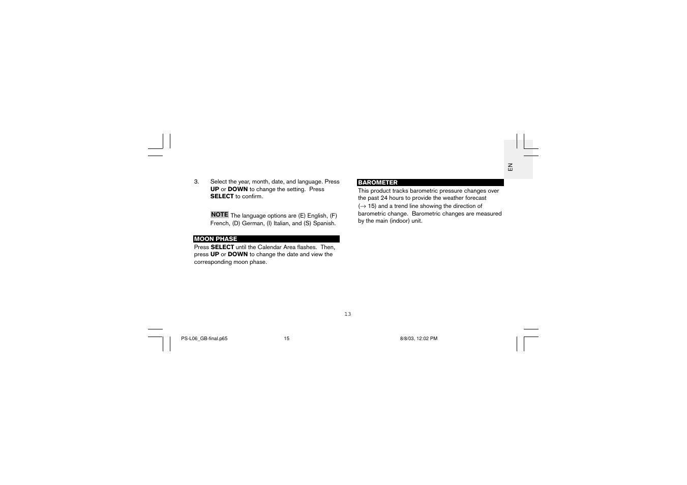 Oregon Scientific PS-L06U User Manual | Page 15 / 30