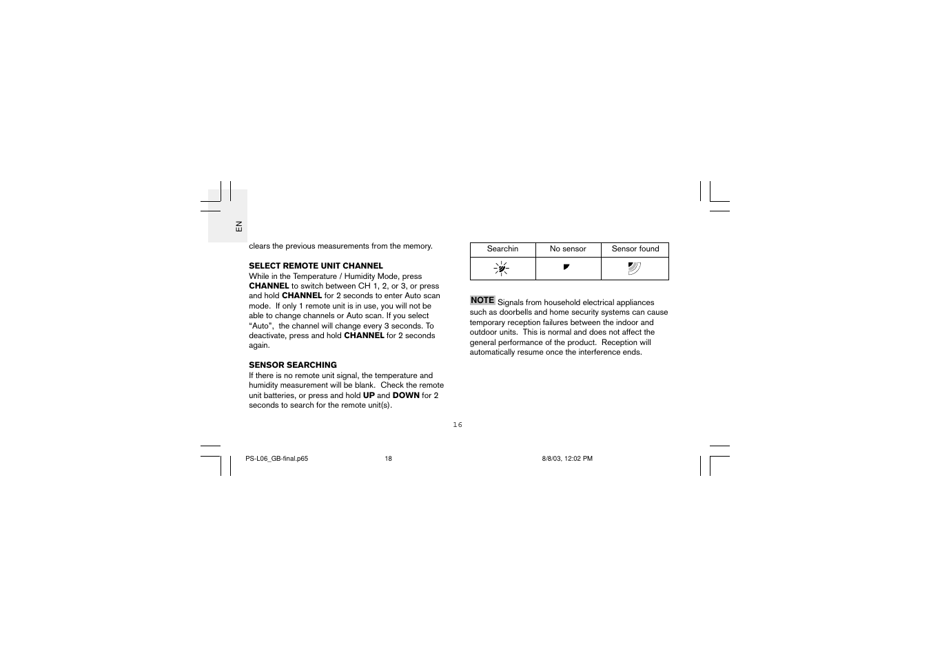 Oregon Scientific PS-L06U User Manual | Page 18 / 30