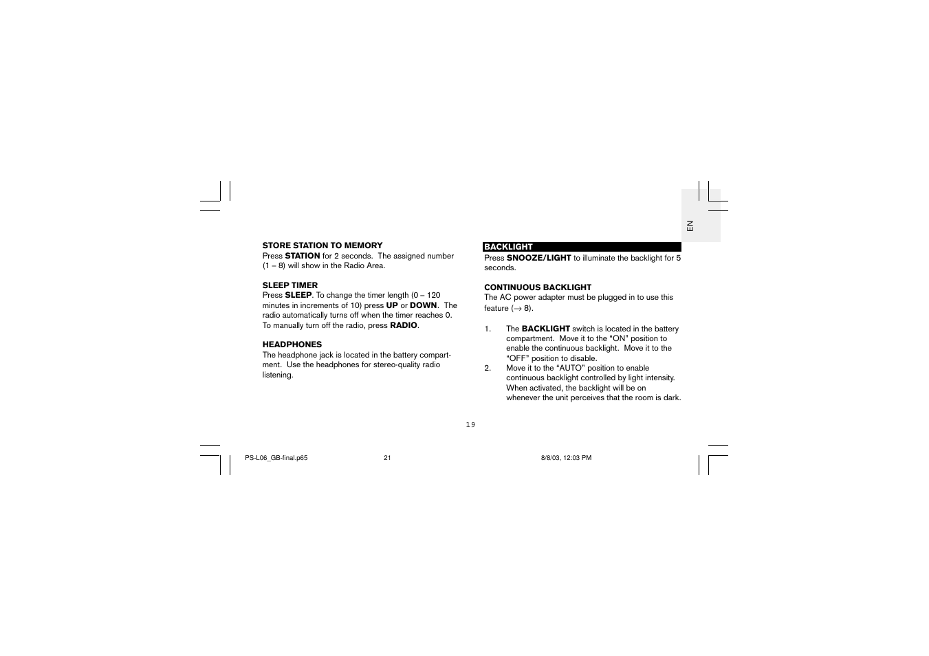 Oregon Scientific PS-L06U User Manual | Page 21 / 30