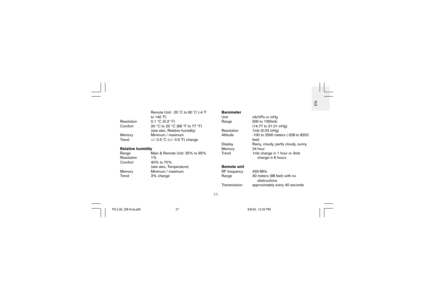 Oregon Scientific PS-L06U User Manual | Page 27 / 30