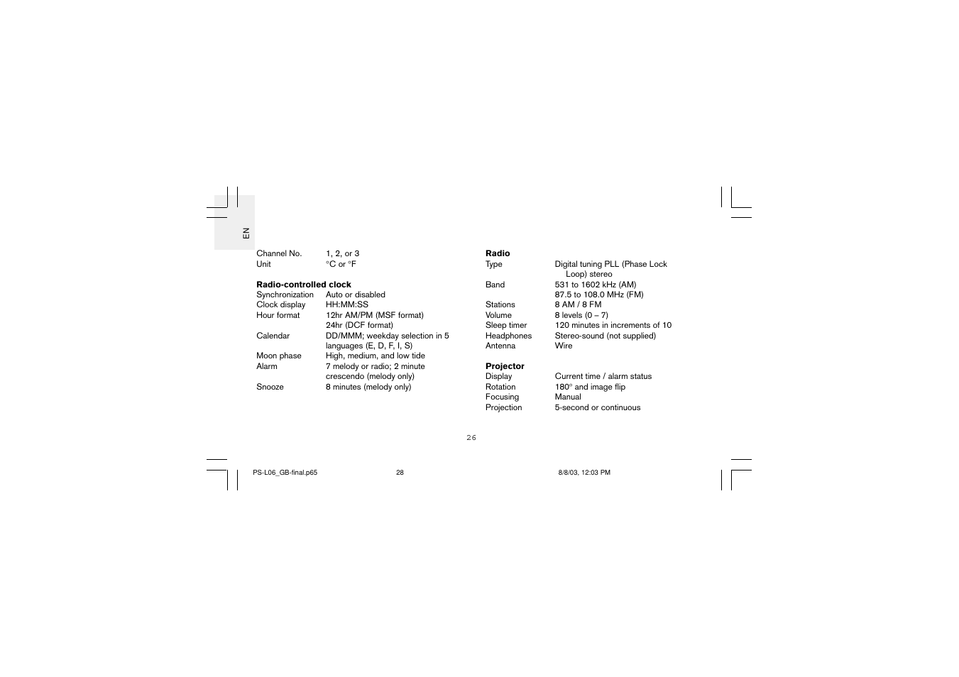 Oregon Scientific PS-L06U User Manual | Page 28 / 30