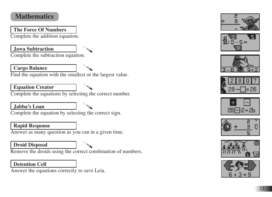 Mathematics | Oregon Scientific Star Wars Darth Vader Laptop DV33 User Manual | Page 15 / 22