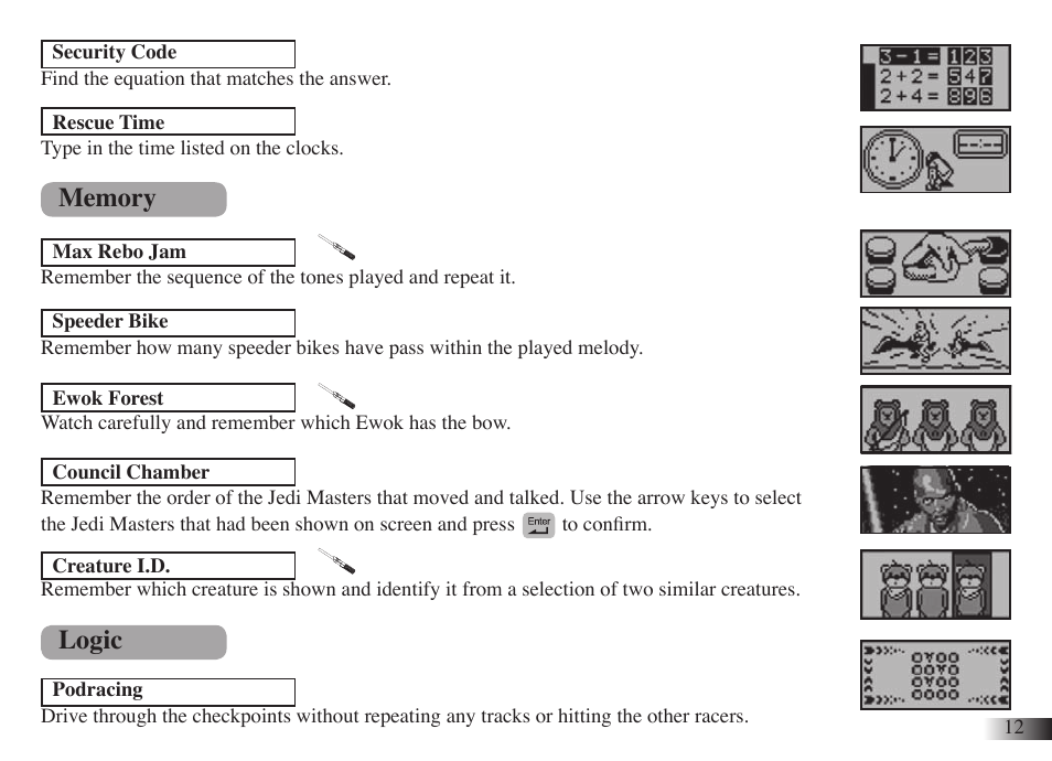 Logic | Oregon Scientific Star Wars Darth Vader Laptop DV33 User Manual | Page 16 / 22