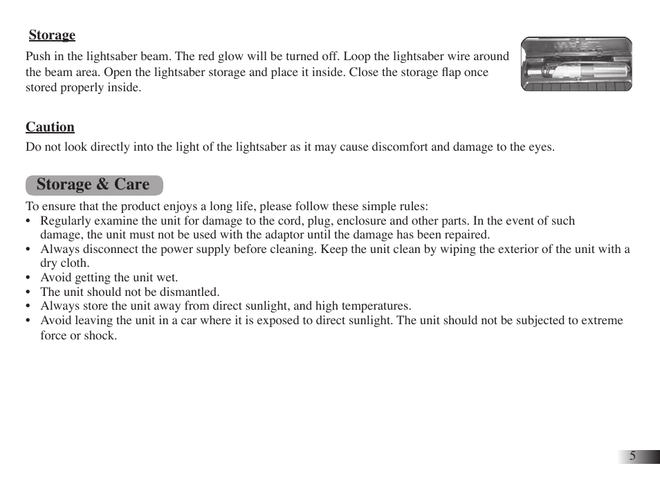 Storage & care | Oregon Scientific Star Wars Darth Vader Laptop DV33 User Manual | Page 9 / 22