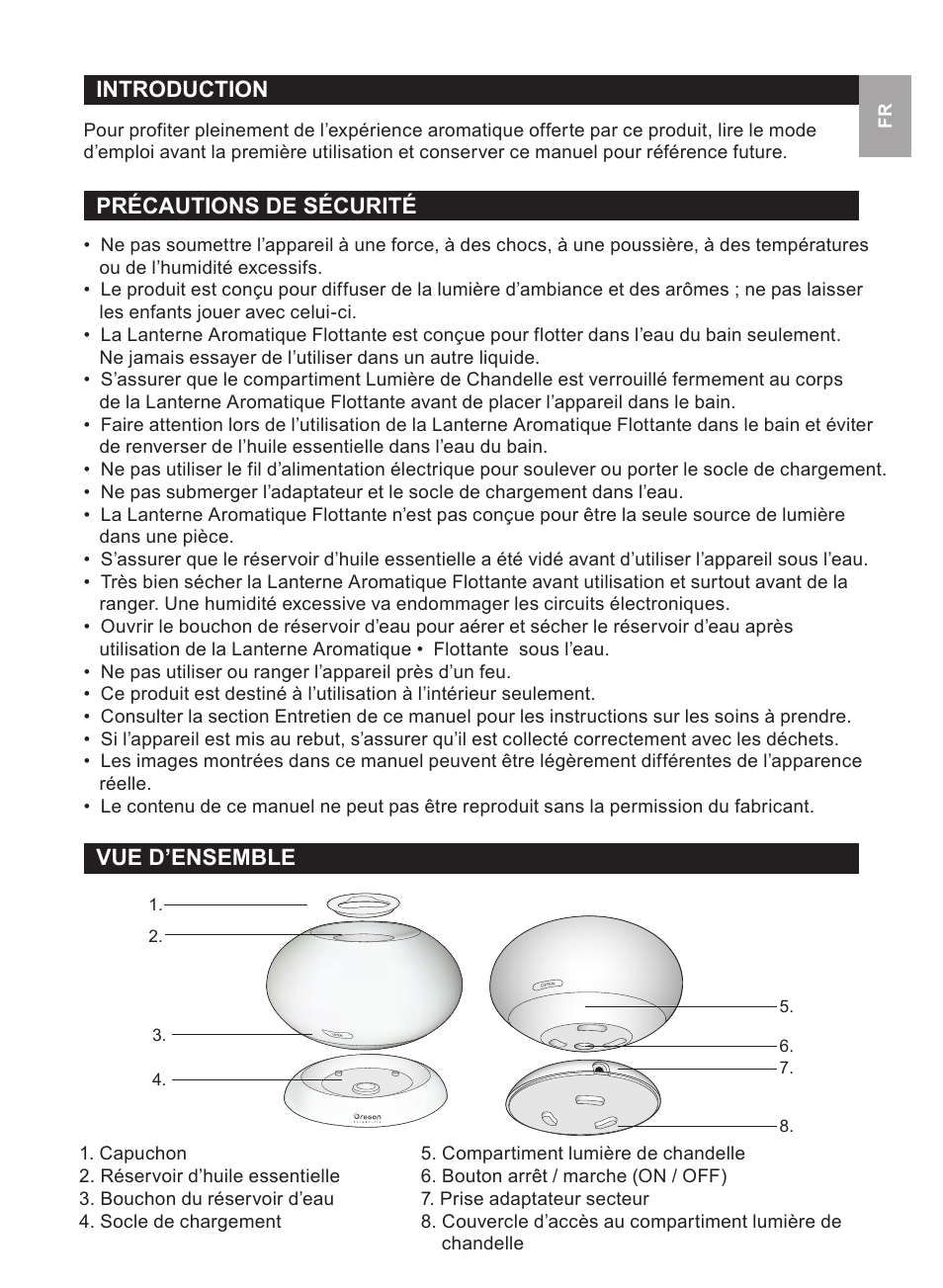 Introduction, Précautions de sécurité, Vue d’ensemble | Oregon Scientific WS112 User Manual | Page 13 / 52