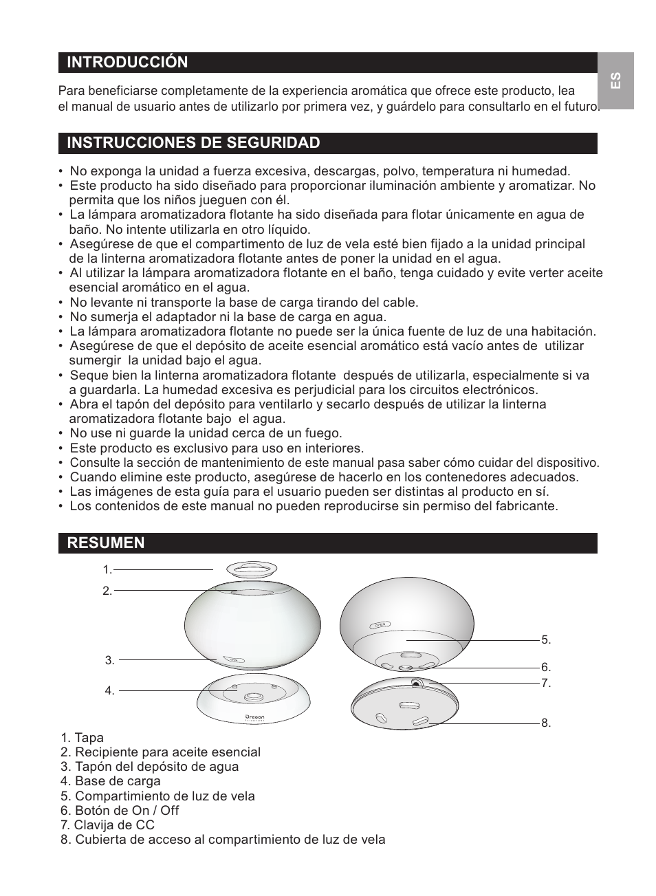 Introducción, Instrucciones de seguridad, Resumen | Oregon Scientific WS112 User Manual | Page 23 / 52