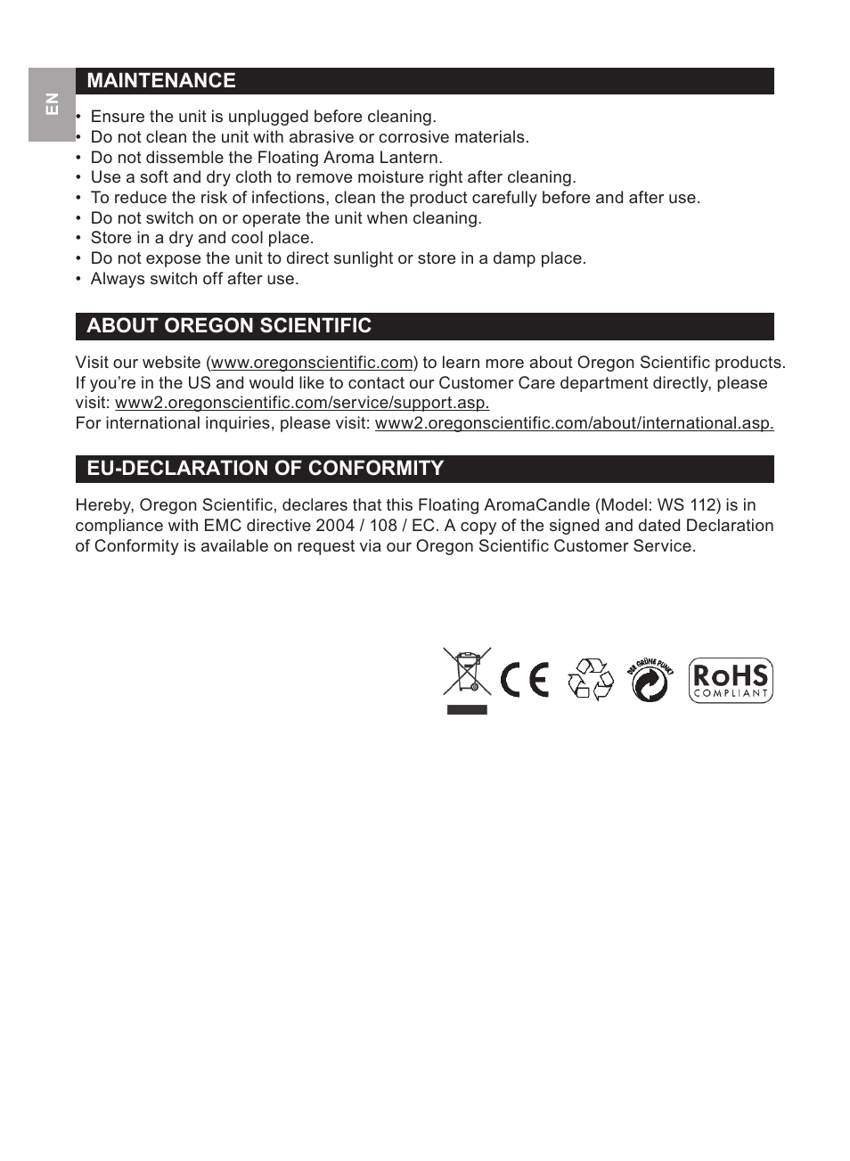 Oregon Scientific WS112 User Manual | Page 6 / 52