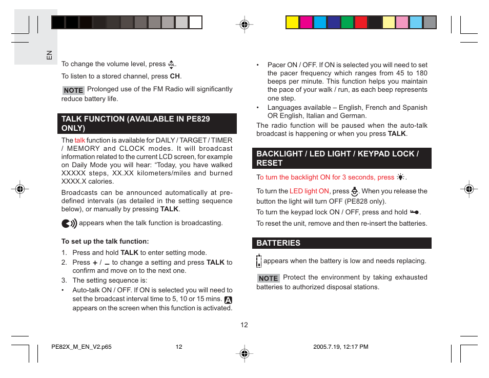 Oregon Scientific PE829 User Manual | Page 12 / 15