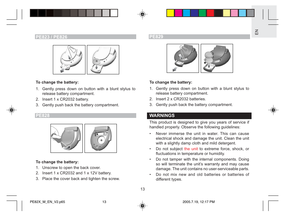 Oregon Scientific PE829 User Manual | Page 13 / 15