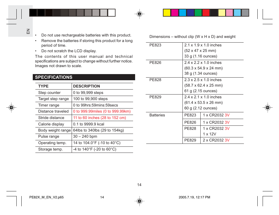 Oregon Scientific PE829 User Manual | Page 14 / 15