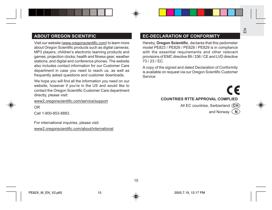 Oregon Scientific PE829 User Manual | Page 15 / 15