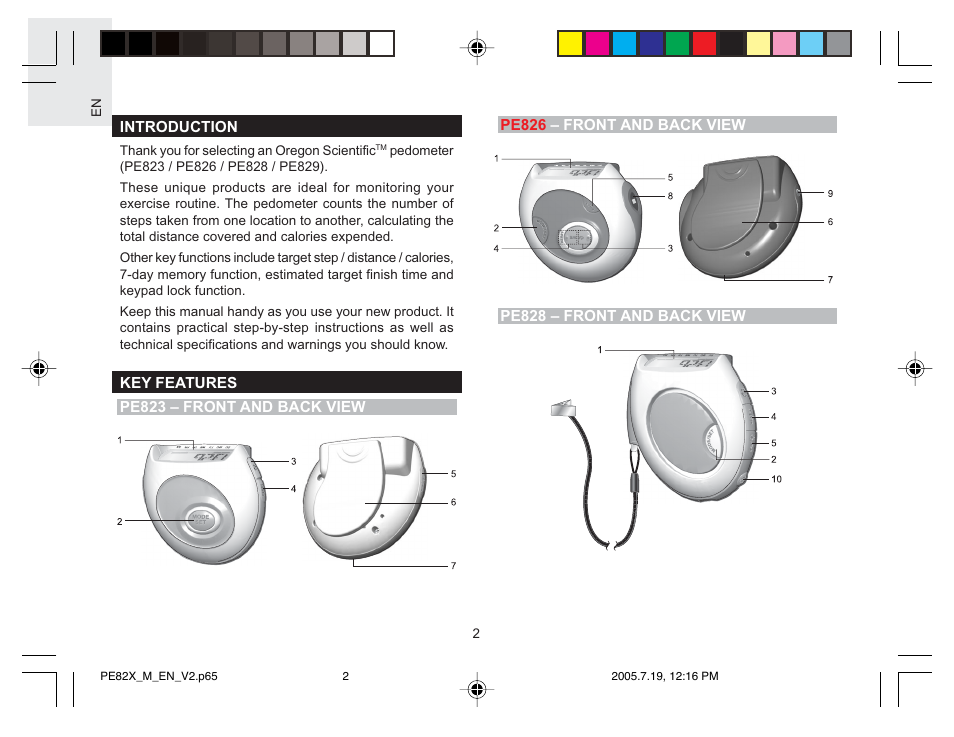 Oregon Scientific PE829 User Manual | Page 2 / 15