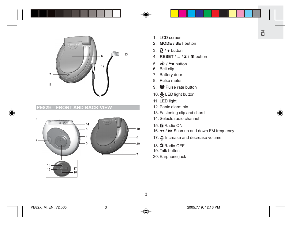 Oregon Scientific PE829 User Manual | Page 3 / 15