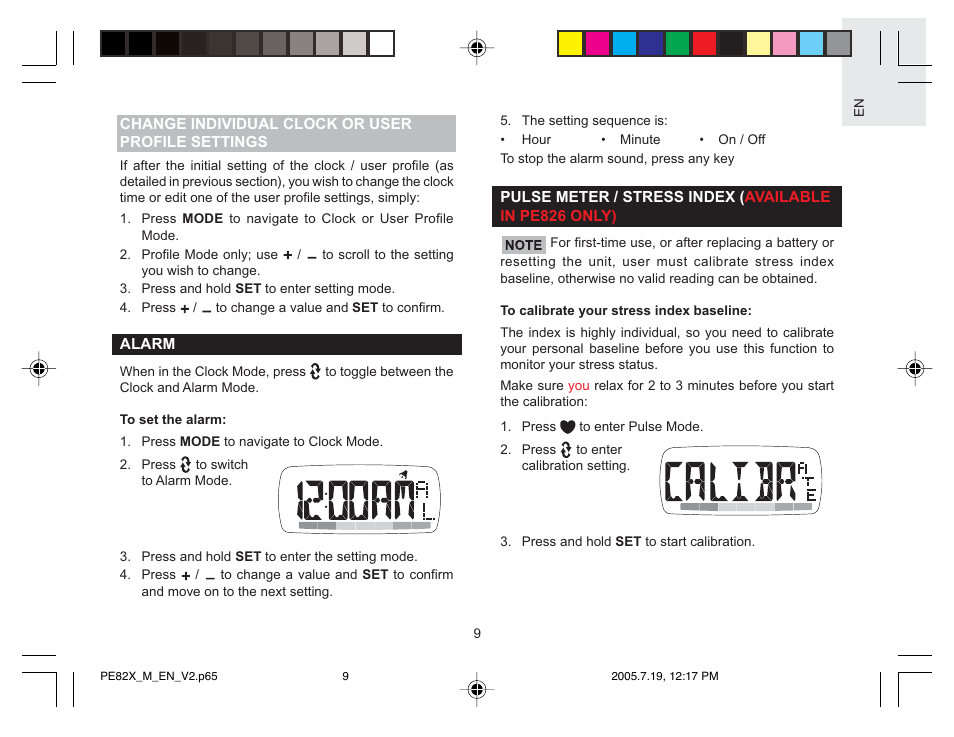 Oregon Scientific PE829 User Manual | Page 9 / 15