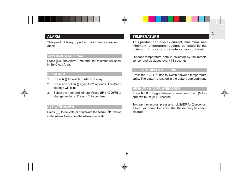 Oregon Scientific RAR601 User Manual | Page 10 / 15