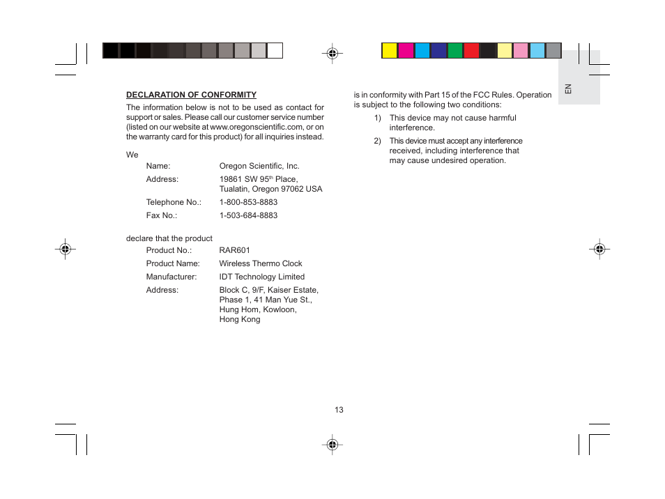 Oregon Scientific RAR601 User Manual | Page 14 / 15