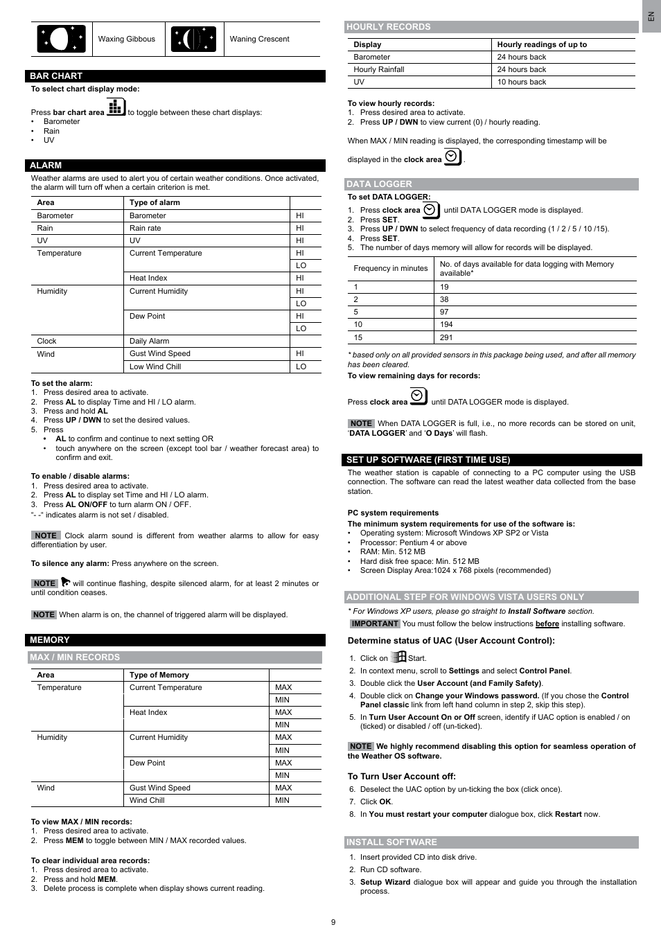 Oregon Scientific WMR200 User Manual | Page 10 / 95