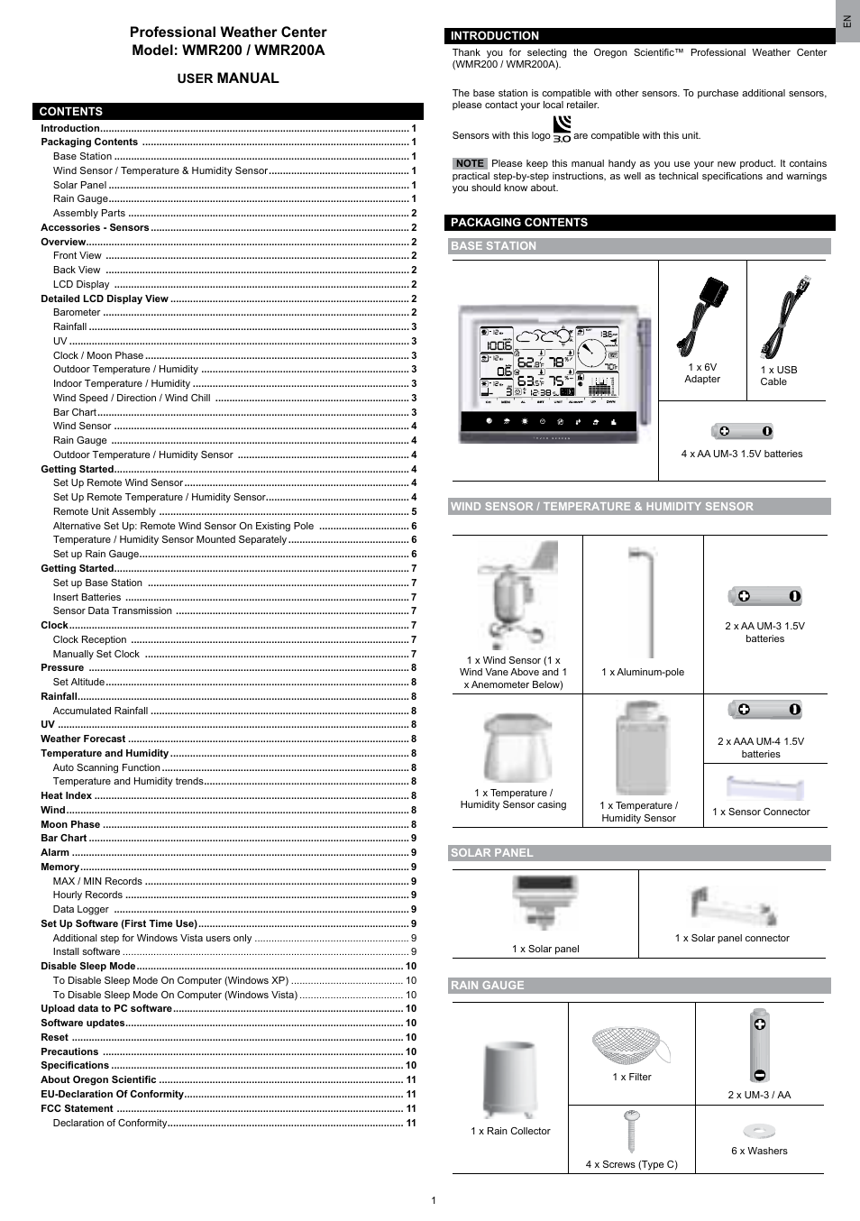 Manual | Oregon Scientific WMR200 User Manual | Page 2 / 95