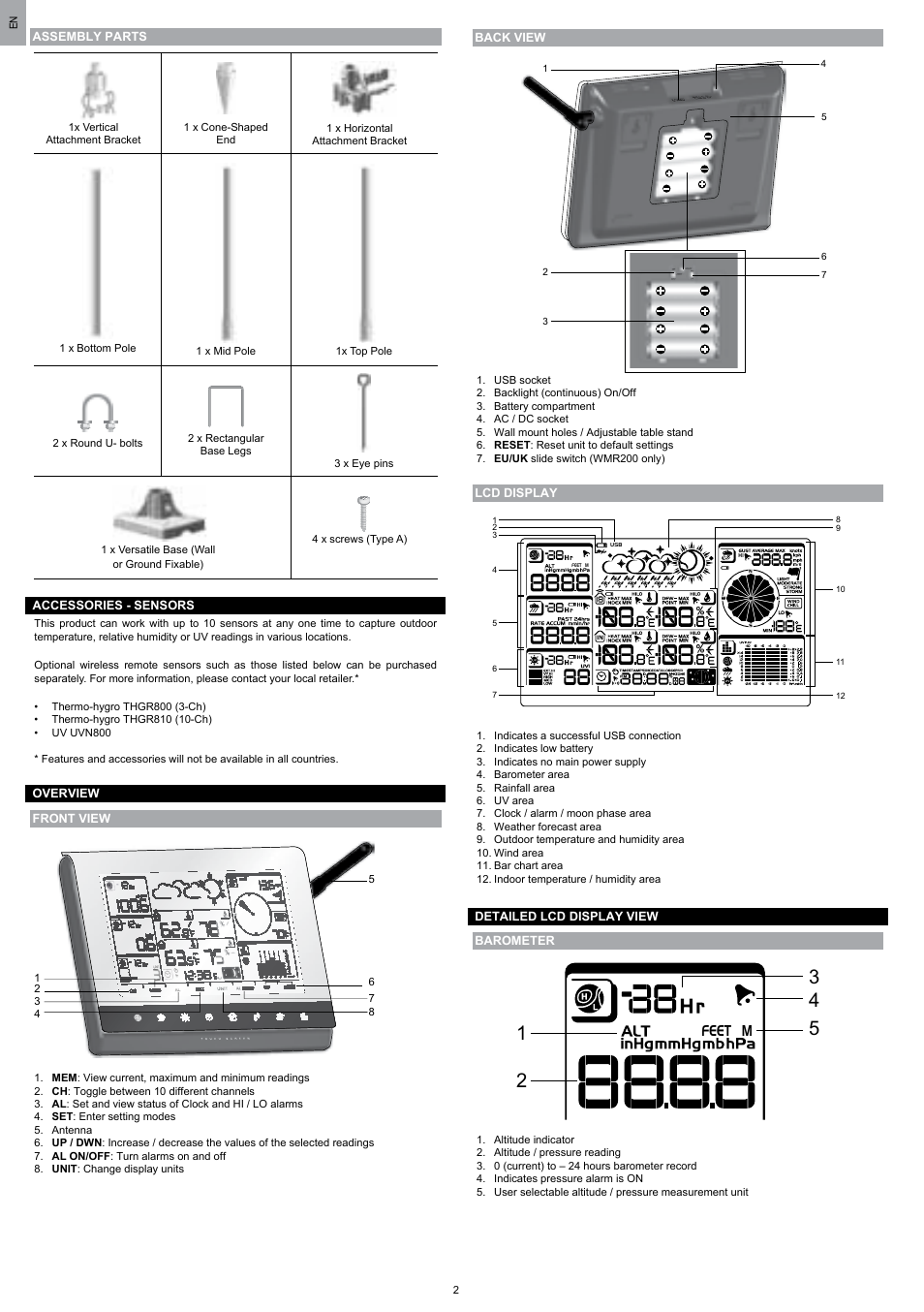 Feet m | Oregon Scientific WMR200 User Manual | Page 3 / 95