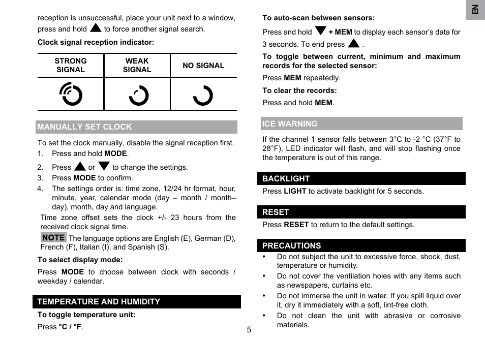 Oregon Scientific RMR203HG User Manual | Page 6 / 58