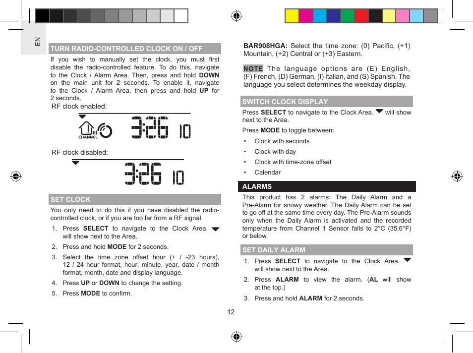 Oregon Scientific Metal Weather Station BAR908HGA User Manual | Page 12 / 21