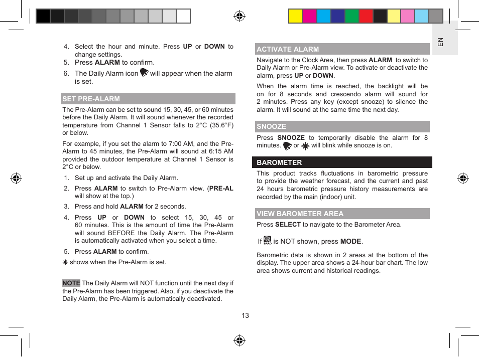 Oregon Scientific Metal Weather Station BAR908HGA User Manual | Page 13 / 21