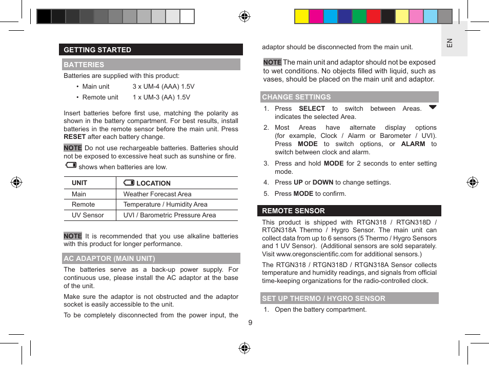 Oregon Scientific Metal Weather Station BAR908HGA User Manual | Page 9 / 21