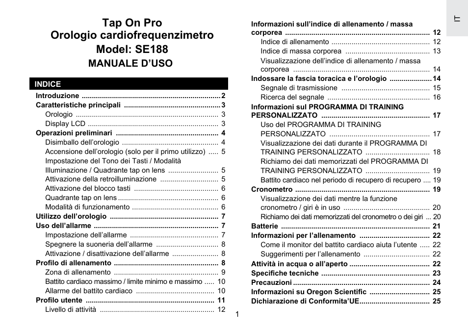 Manuale d’uso | Oregon Scientific SE188 User Manual | Page 100 / 197