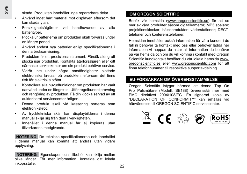 Oregon Scientific SE188 User Manual | Page 196 / 197