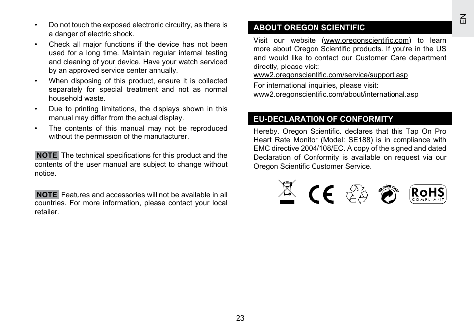 Oregon Scientific SE188 User Manual | Page 24 / 197