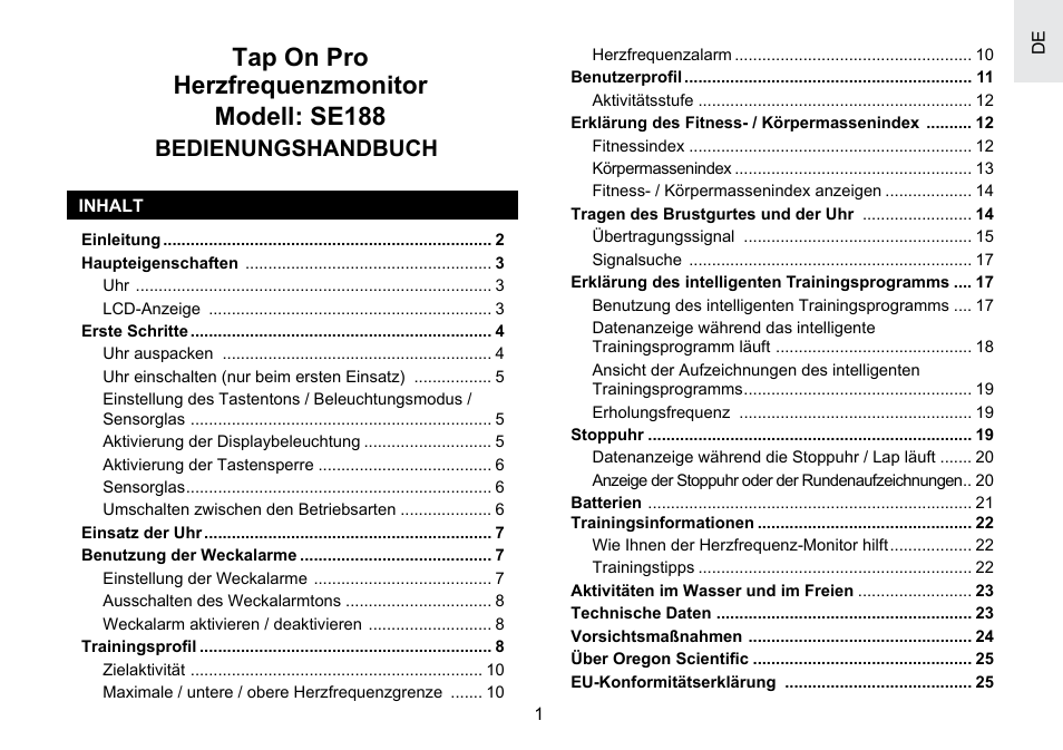 Tap on pro herzfrequenzmonitor modell: se188 | Oregon Scientific SE188 User Manual | Page 50 / 197