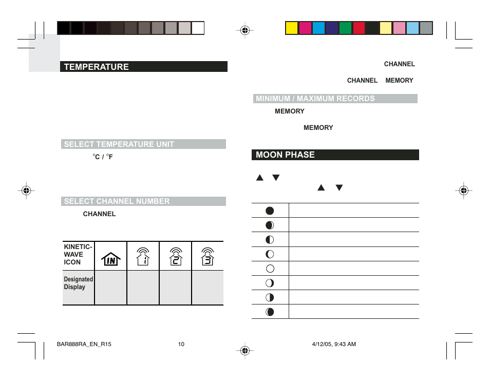 Oregon Scientific BAR888RA User Manual | Page 10 / 17