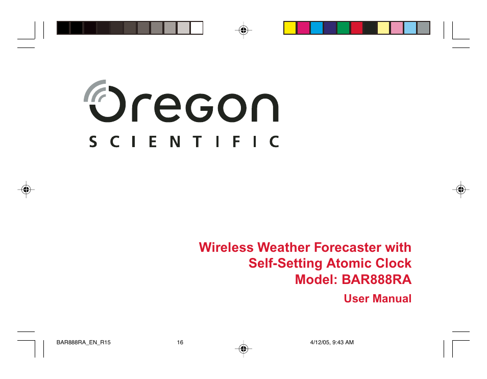 User manual | Oregon Scientific BAR888RA User Manual | Page 16 / 17