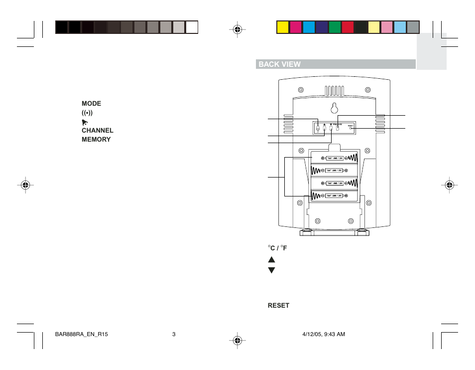 Oregon Scientific BAR888RA User Manual | Page 3 / 17