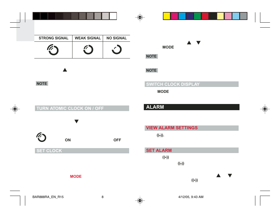 Oregon Scientific BAR888RA User Manual | Page 8 / 17