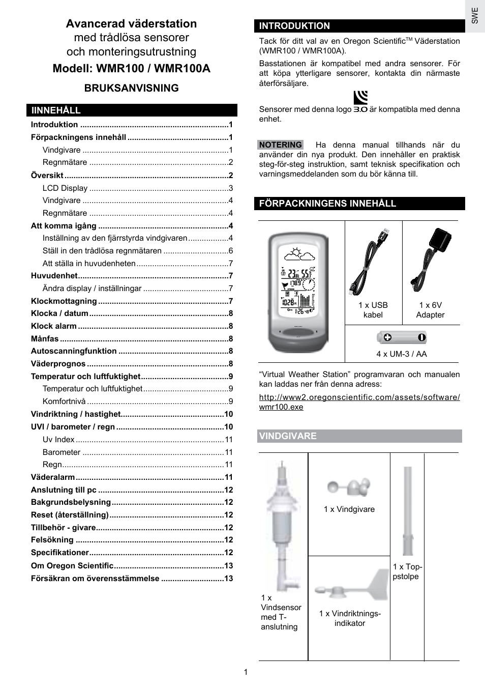 Bruksanvisning | Oregon Scientific SCIENTICTM WEATHER STATION WMR100A User Manual | Page 101 / 115