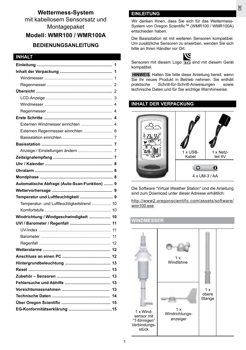 Bedienungsanleitung | Oregon Scientific SCIENTICTM WEATHER STATION WMR100A User Manual | Page 30 / 115