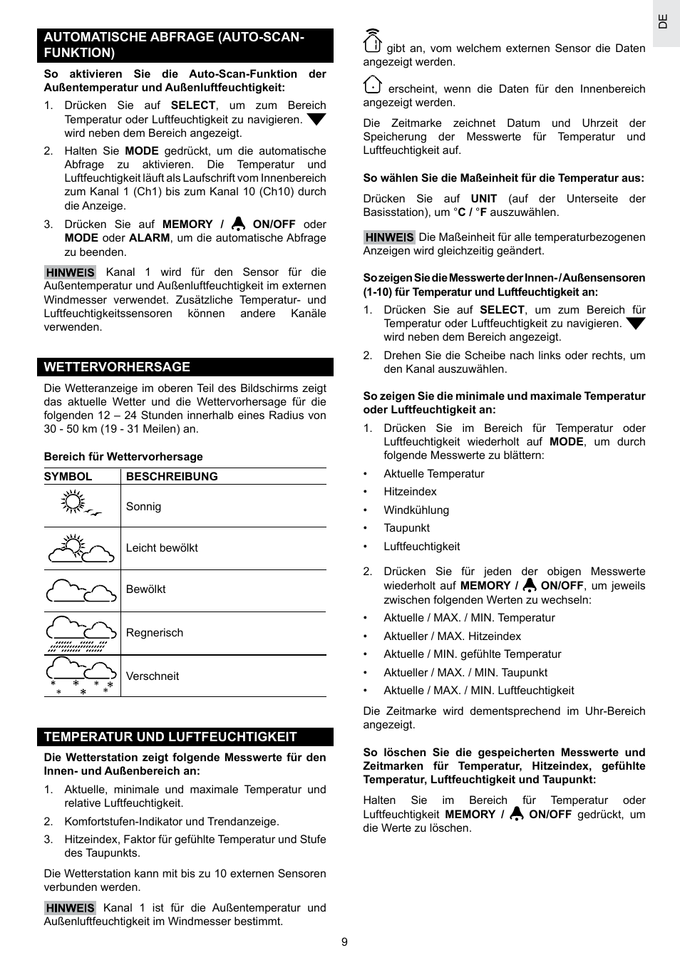 Oregon Scientific SCIENTICTM WEATHER STATION WMR100A User Manual | Page 38 / 115