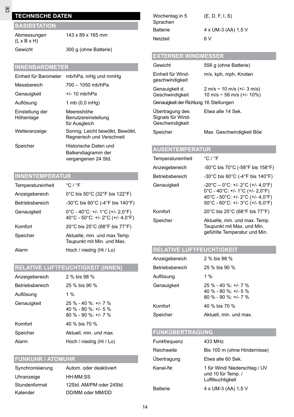 Oregon Scientific SCIENTICTM WEATHER STATION WMR100A User Manual | Page 43 / 115