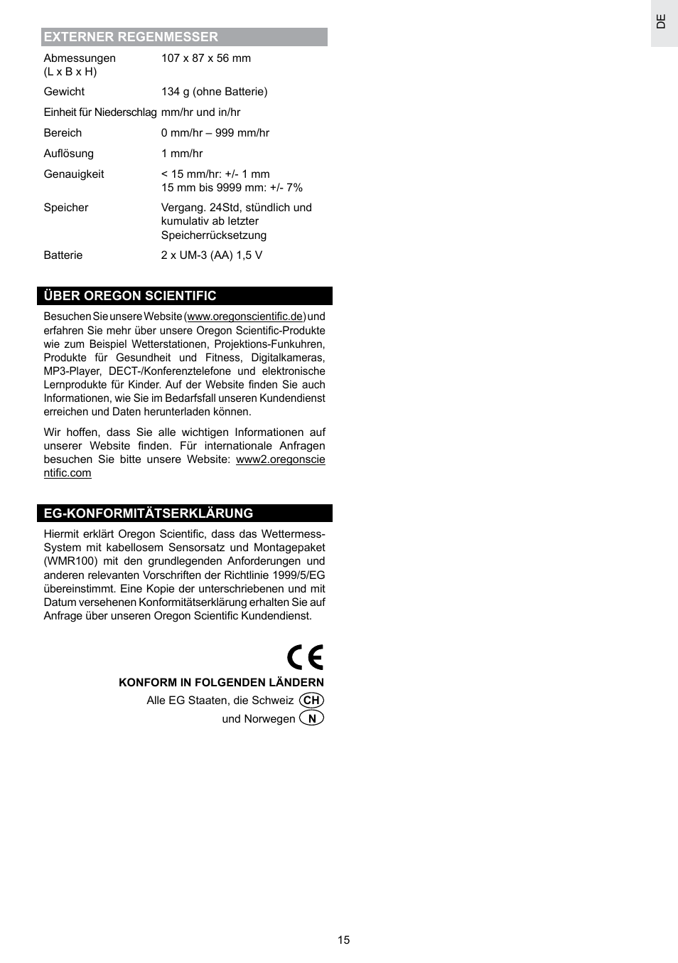 Oregon Scientific SCIENTICTM WEATHER STATION WMR100A User Manual | Page 44 / 115